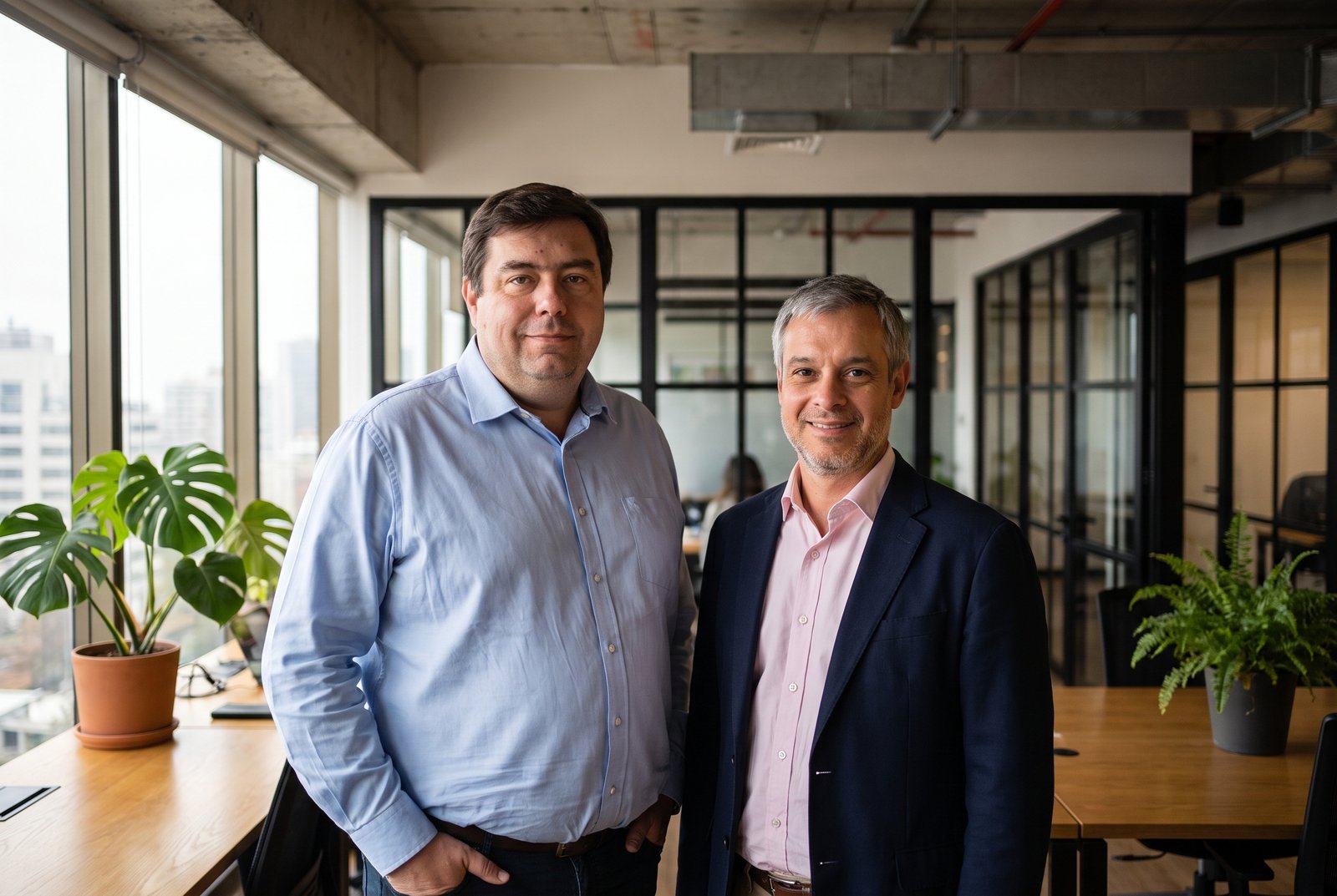 Guillermo Vásquez y Mauricio Cáceres en la oficina