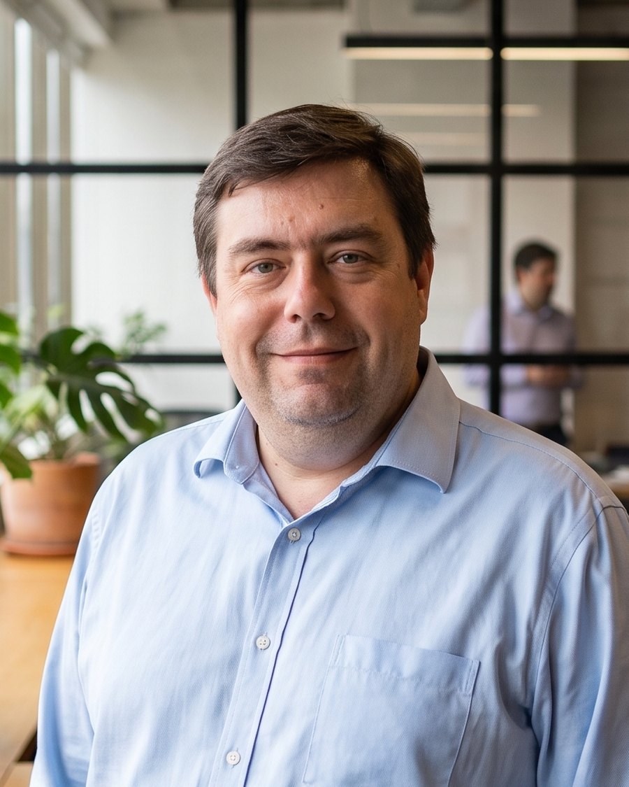 Guillermo Vásquez en la oficina